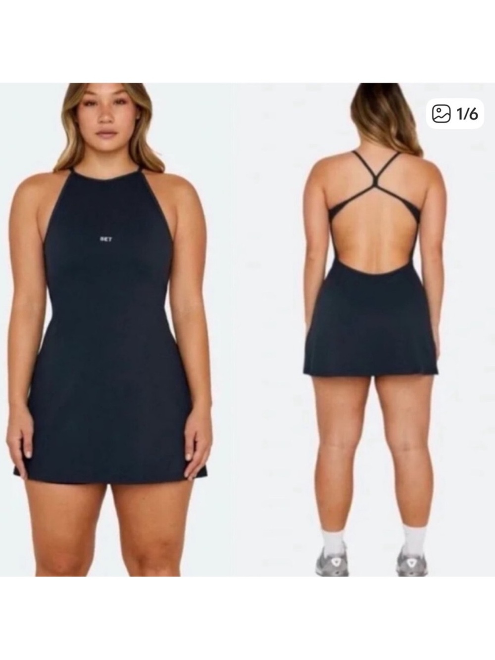 SET Active BLACK Open-Back Halter Dress